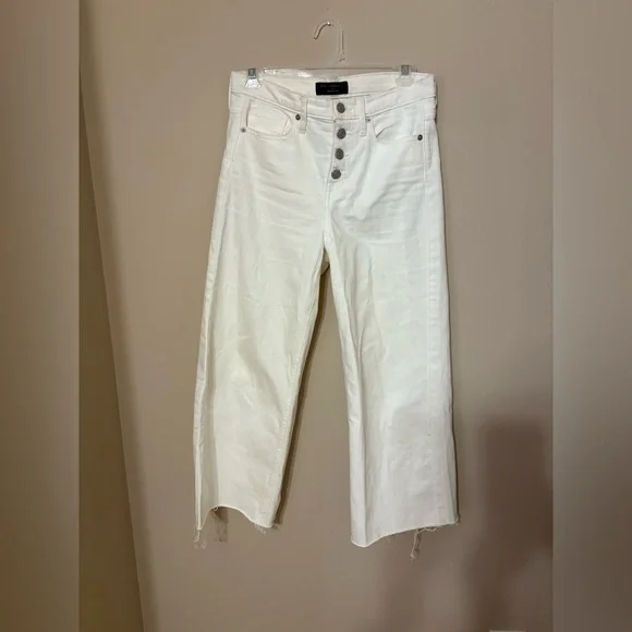 Banana Republic Women's High Waisted Wide Leg Crop Jeans White 26/2 - Picture 2 of 5